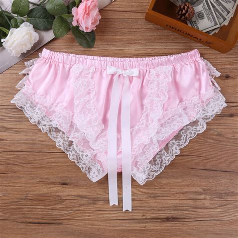 Clothes Shoes And Accessories Sissy Mens Lace Frilly Briefs Underwear Satin Bow Panties