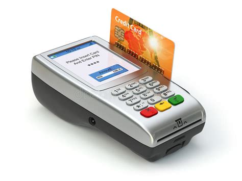 Pos Terminal With Credit Card On White Paying Stock Illustration