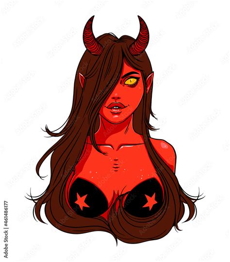 Red Sexy Demon Girl Stock Vector Adobe Stock