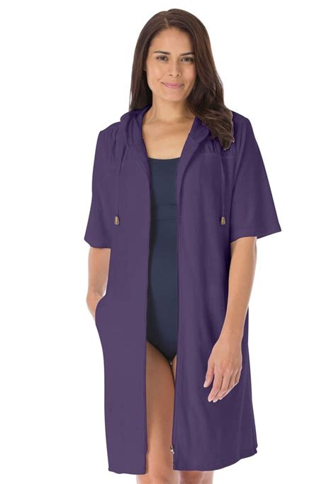 Cover Up For Swimsuit Hooded In Terrycloth Plus Size Cover Up Plus