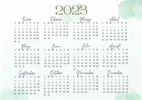 Calendario Pared 2023 Anual Acuarela Delicado Blanco Templates By Canva