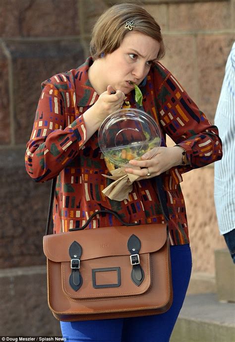 Lena Dunham Is Spotted Shovelling Salad Into Her Mouth As She Films