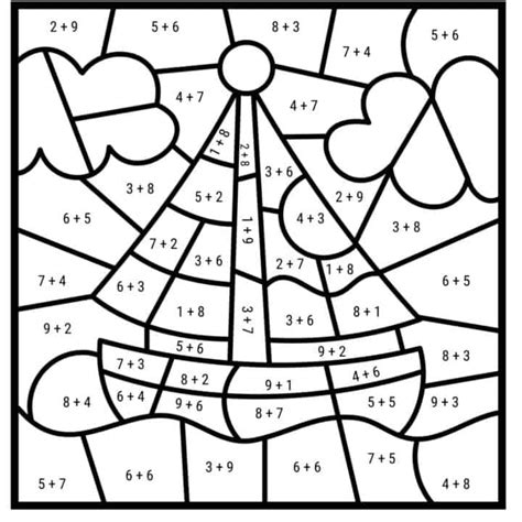 Color By Number Addition Coloring Pages Coloring Home
