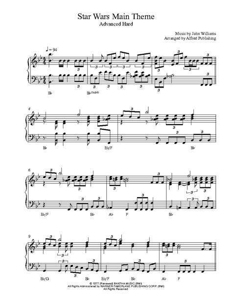 In the story, a group of freedom fighters known as the rebel alliance and led by princess leia, plots to destroy the death starspace station, which carries a. Star Wars Main Theme by John Williams Piano Sheet Music | Advanced Level