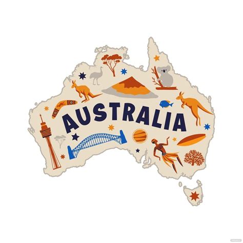 Stylized Australia Map Vector In Illustrator Svg  Eps Png