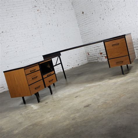 We've reconfigured the design for use at home. Mid-Century Modern Imperial Desk Company Walnut Laminate ...