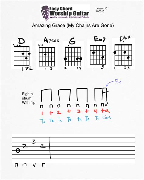 Use a capo to change the key of the song. Amazing Grace My Chains Are Gone Lesson ID100315 - Easy ...