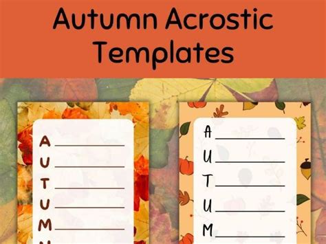 Autumn Acrostic Templates Autumn Poetry Autumn Printable Pdf A4