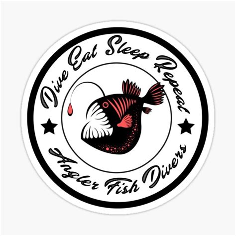 Angler Fish Scuba Diver Dive Eat Sleep Sticker By Diveintodesign