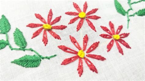 Lazy Daisy Variant Flower Hand Embroidery Work Youtube