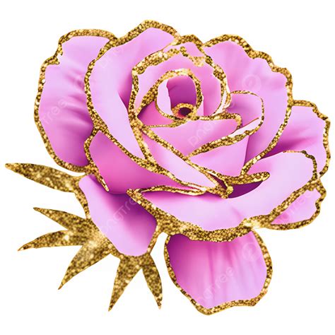 Pink Rose With Gold Glitter Pink Roses Gold Glitter Flowers Png