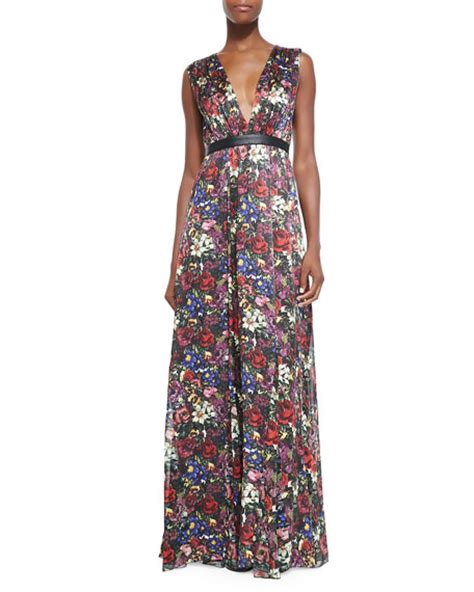 Alice Olivia Triss Floral Print Maxi Dress With Cutout Back