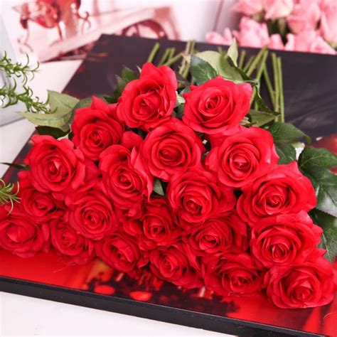 Buy 20pcs Artificial Latex Rose Flowers Real Touch