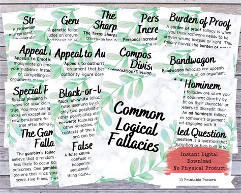 Logical Fallacies Printable Poster Set Fallacies Posters Etsy In 2022