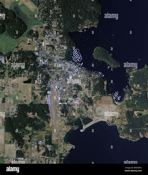 Aerial Map View Above Friday Harbor San Juan Islands Washington Stock Photo Alamy