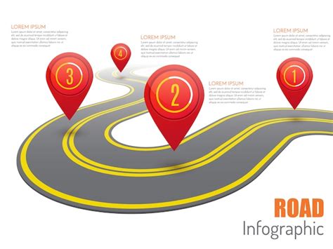 Premium Vector Road Infographic With Red Pointers