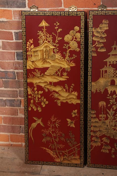 Hand Painted Chinoiserie Wall Panels Ebth