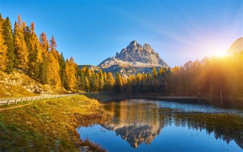 Morning View Of Lago Antorno Dolomites Lake Mountain Landscape With