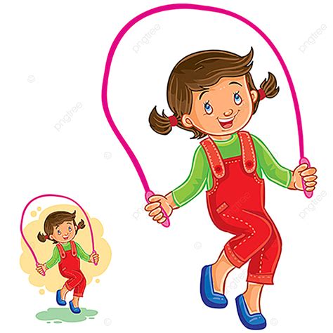 Ilustración Vectorial De Niña Saltando La Cuerda Bebé Poco Chica