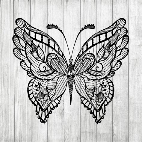 Butterfly Mandala Svg Zentangle Butterfly Svg Intricate Svg File