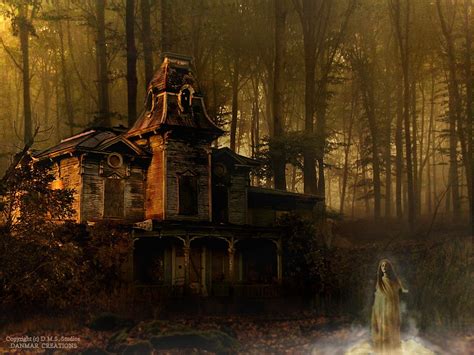 Haunted House In A Spooky Forest With Ghost By Dms 01 Flickr