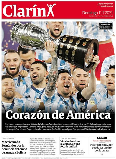 Argentina Campeón Las Tapas De Los Diarios De Argentina Y Brasil