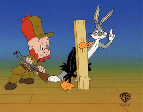 Looney Tunes Original Production Cel Elmer Fudd Daffy Duck Bugs Bun