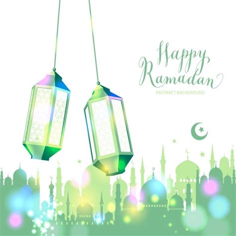 Free Vector Green Happy Ramadan Background