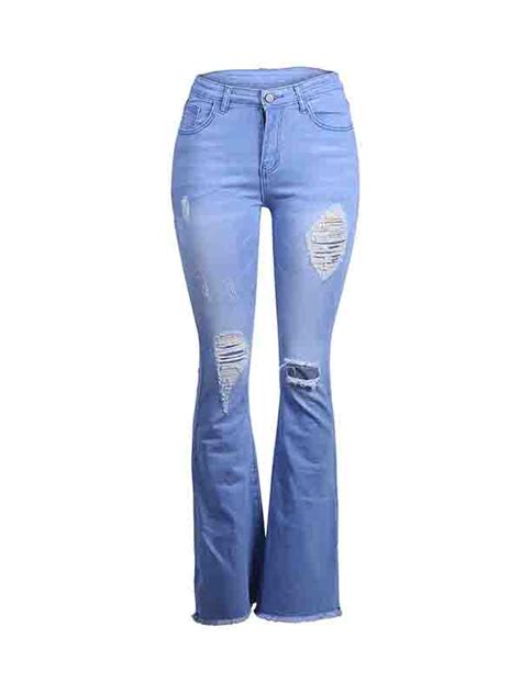 Wholesale High Waist Ripped Bootcut Jeans For Women Lpa062850bu