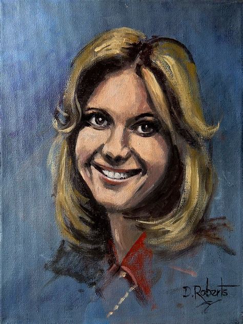 Acrylic Sketch Of A Young Olivia Newton John Portrait Tattoo Young