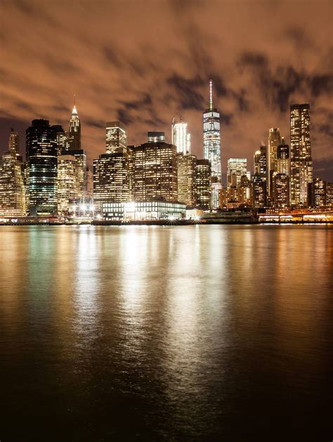 New York City Lights Reflection On The Water Night City Photography