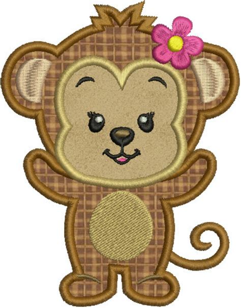Monkeys Machine Applique Embroidery Animal Etsy
