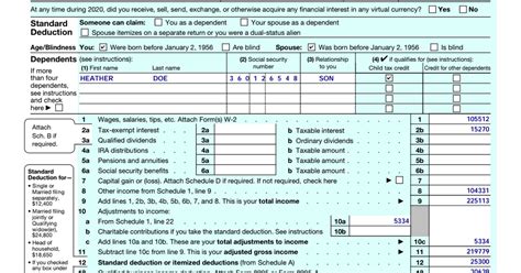 Irs Form 1040 2020 Us Individual Income Tax Return