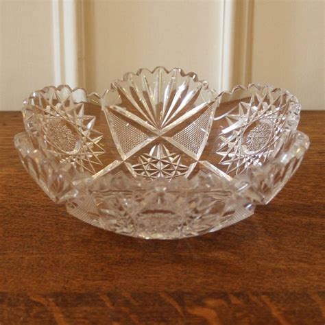 Antique Cut Crystal Bowl Early American Brilliant Clear Etsy