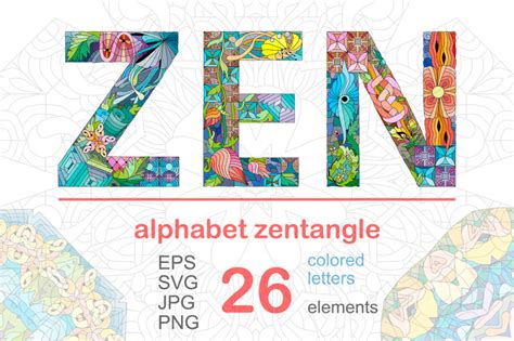 Zentangle Bright Alphabet By Watercolor Fantasies Thehungryjpeg