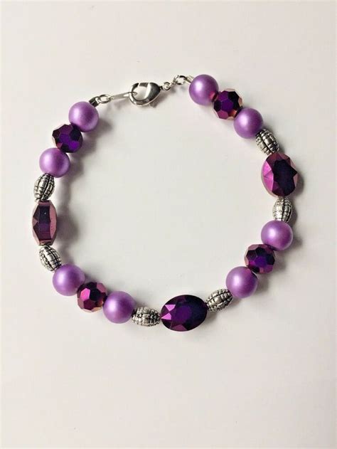 Purple And Silver Beaded Fashion Bracelet Ebay Fashion Bracelets