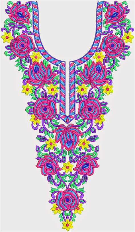 Long Summer Neck Designs For Heavy Dresses Embdesigntube Embroidery Designs Online Hand