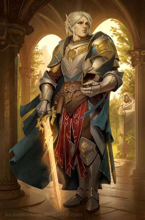 Pathfinder Portrait Elf Paladin By Jordan Kerbow In Dungeons And Dragons Characters