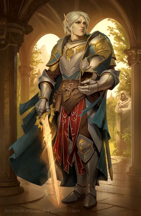 Pathfinder Portrait Elf Paladin By Jordan Kerbow Character Art