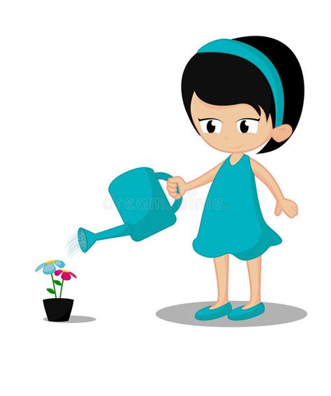 Little Girl Give Water To Flower Stock Illustrations 2 Little Girl