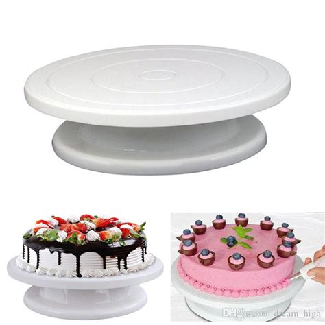 2020 White 28cm Plastic Cake Turntable Rotating Cake Decorating Plate