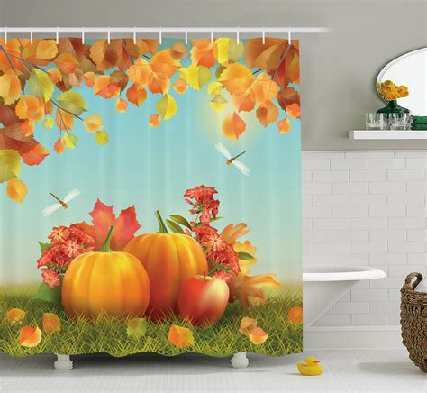 Harvest Shower Curtain Fall Season Yield Thanksgiving Image Fallen