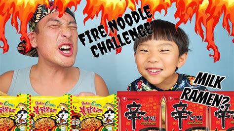 FIRE NOODLE CHALLENGE Trying The New Corn Flavored Fire Noodles YouTube