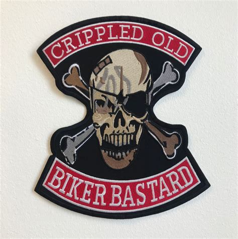 Crippled Old Biker Bastard Large Jacket Sew On Embroidered Patch