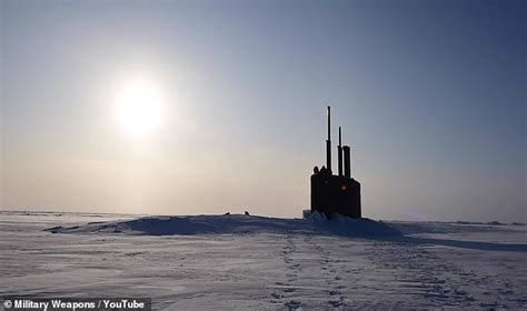 U S Naval Fast Attack Nuclear Submarine Uss Toledo Smashes Through Thick Ice In The Arctic
