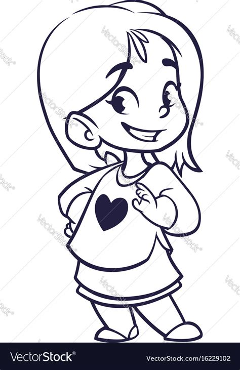 Cartoon Image A Cute Little Girl Outlines Vector Image