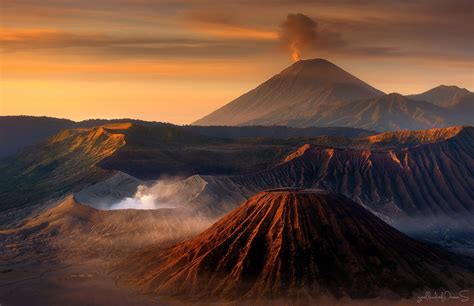 Wallpaper Indonesia Java Caldera Anger Tengger Volcano Bromo Sky