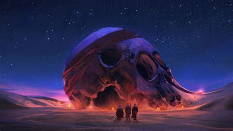 Desktop Wallpaper Big Skull Desert Fantasy Art Hd Image Picture