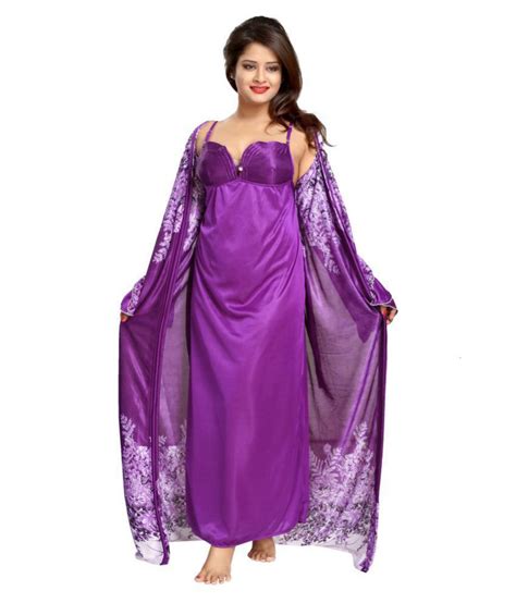 Buy Rangmor Satin Nighty And Night Gowns Purple Online At Best Prices In India Snapdeal