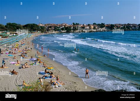 Vue Sur Plage à Sozopol Côte De La Mer Noire Bulgarie Europe Photo